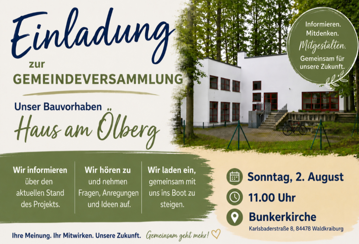 Gemeindeversammlung - "Unser Bauvorhaben Haus am Ölberg"